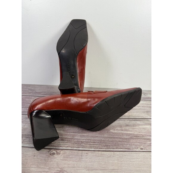 Vintage 90s Enzo Angiolini Women Brown Leather Square Toe Heel Pumps Y2K 9.5M - Picture 9 of 16